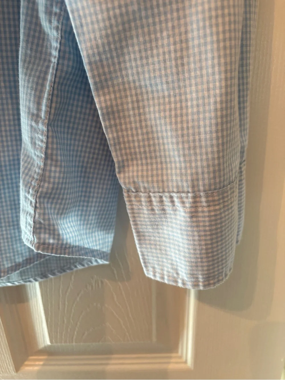 Chaps Light Blue Micro-Gingham Button-Down Shirt M #0026